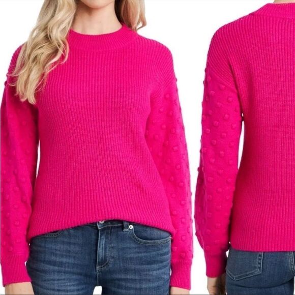 Vince Camuto Sweaters - Vince Camuto Women's Aurora Pink Crew Neck Knit Sweater with Dotted Detail L/S